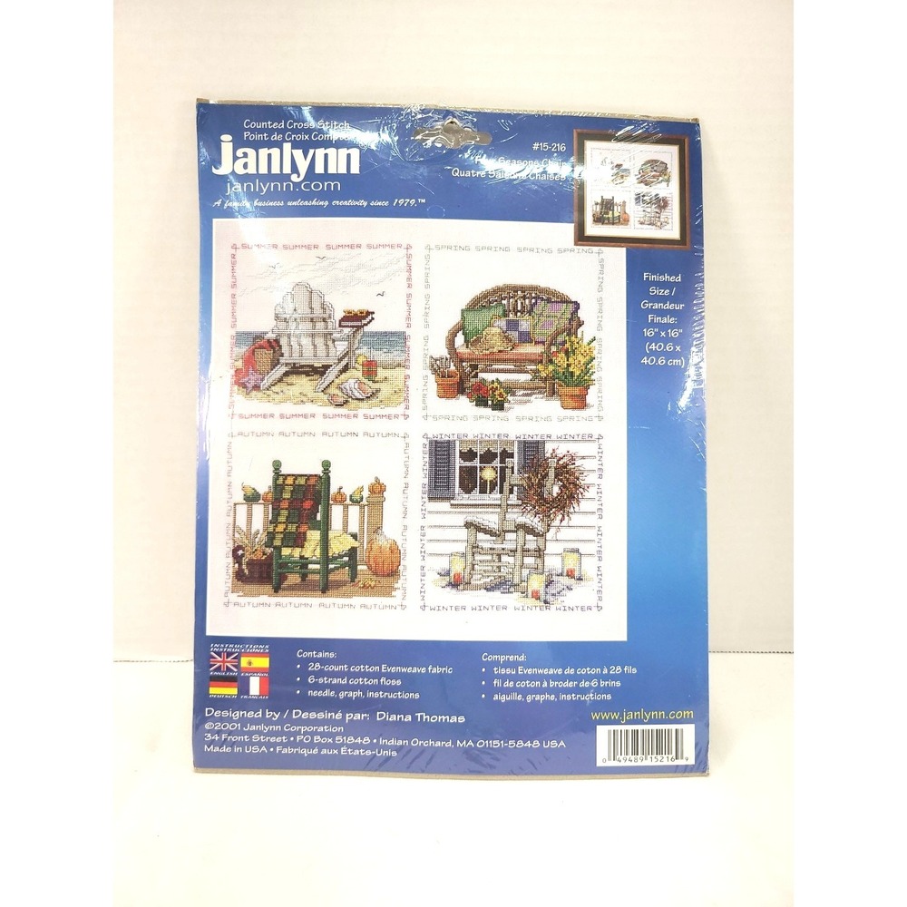 Janlynn Four Seasons Chair Counted Cross Stitch (final Size 16x16) Country Style
